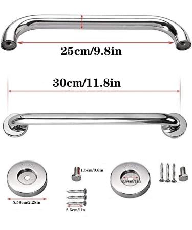 iDocare 2 Pack 12 Inch Stainless Steel Shower Grab Bar Shower Grab Bars Bathroom Grab Bar Shower Handle Bath Handle Safety Hand Rail Support - Elderly Handicap Injury Senior Assist Bath Handle 30cm/12inch Shine - Buy Online on GoSupps.com