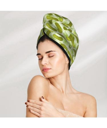 Sushi Dill Pickles Coral Velvet Dry Hair Cap | Quick-Dry Hair Towel Wrap for Women & Men | Ideal for Travel & Home - International Shipping Available - Buy Online on GoSupps.com