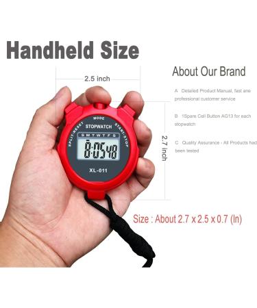 BESTWYA Digital Stopwatch Large Screen Handheld Count Up Timer - Time Calendar Clock Function (Pack of 8) - Buy Online on GoSupps.com