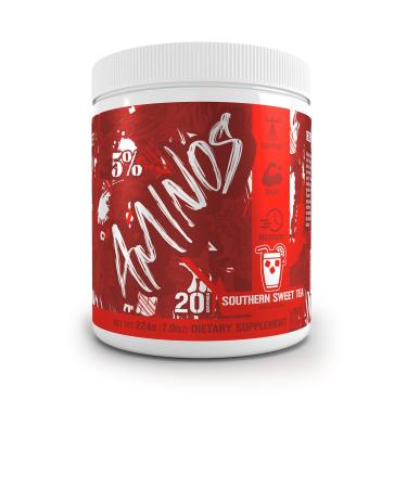 5% Nutrition Code Red Aminos BCAA & EAA Post Workout Recovery Powder | Full Spectrum Essential Amino Acid Complex for Men & Women (Southern Sweet Tea)