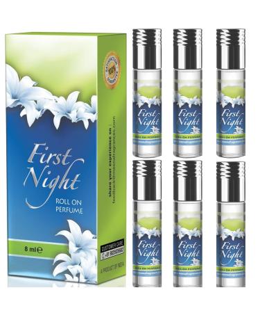 BlueQueen First Night Roll On Perfume for Women & Men Vegan & Safe for Sensitive Skin - Fresh Perfume with Notes of Driftwood Sea Salt & Seaweed - 0.27 Oz Pack of 6 - Buy Online on GoSupps.com