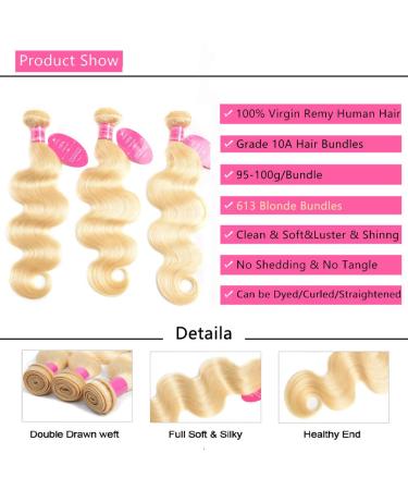 Seekomi 613 Body Wave Human Hair Bundles 18 inch Honey Blonde 3 Bundles - 10A Brazilian Virgin Hair Extensions for Black Women - Buy Online on GoSupps.com
