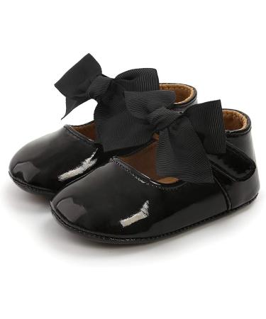 Sonsage Baby Girls Bowknot Mary Jane Ballet Flats | Anti-Slip Sole | 0-6 Months | Black - Buy Online on GoSupps.com