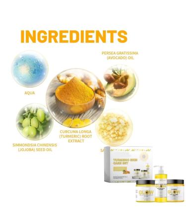 Turmeric Glow Combo Skincare Set - Anti-Aging Face Wash Scrub & Moisturizer for Wrinkles - Soothing Hydrating Turmeric Skincare for Face & Body - Buy Online on GoSupps.com