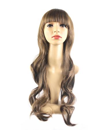 Xiaoyu 1467cm Flat Bangs Long Curly Ladies Wigs - Light Brown by Xiaoyu