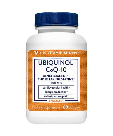 The Vitamin Shoppe Ubiquinol CoQ-10 100mg - Beneficial for Those Taking Statins Supports Heart & Cellular Health and Healthy Energy Production Essential Antioxidant Once Daily (60 Softgels)