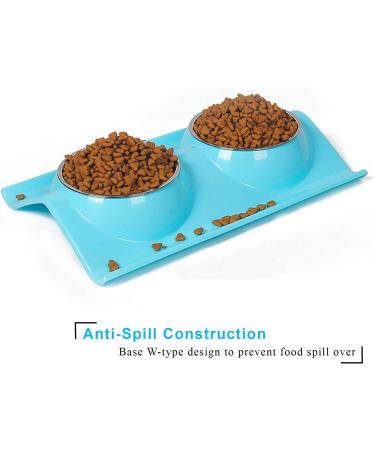 UPSKY Double Dog Cat Bowls - Premium Stainless Steel No-Spill Resin Feeder for Cats & Small Dogs (Sky Blue) - Buy Online on GoSupps.com
