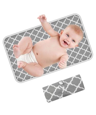 Portable Changing Mat Baby Foldable Travel Changing Mat Infant Urinal Pad 60cm x 35cm Waterproof Nappy Change Mat for Travel Home Outside - KAMHBE (Grey)
