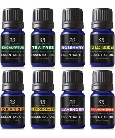 Radha Beauty Top 8 Essential Oils Gift Set - Pure Therapeutic Grade for Diffusers, Massage & Aromatherapy - Skin & Hair Care - Buy Online on GoSupps.com