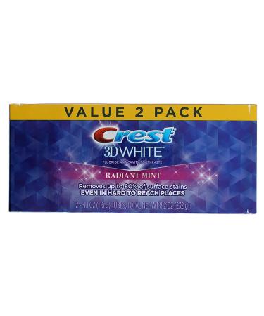 Crest 3D White Fluoride Toothpaste 2 Pack - Radiant Mint, 4.1 oz Each - Buy Online on GoSupps.com