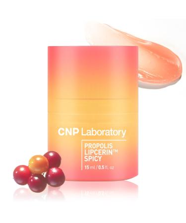 CNP Honey Lip Plumper Spicy (0.5 fl.oz) - Propolis Lipcerin Mint Flavor Lip Butter Hydrating Overnight Manuka Lip Balm & Mask 12hrs Long-lasting Moisture Gentle Exfoliation Korean Skin Care
