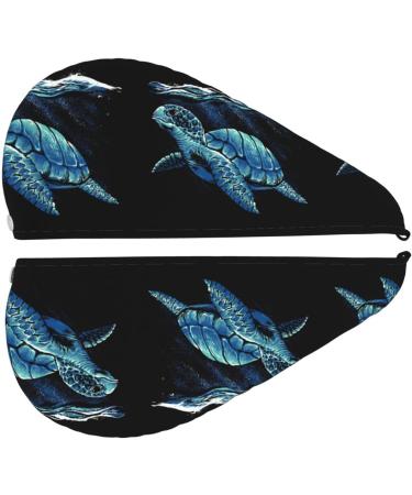 Ocean Turtle Hair Towel Wrap | Quick Drying Towel Turban with Button | Best Hair Drying Solution - Buy Online on GoSupps.com