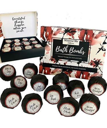 Bath Bombs for Women with Inspirational Messages  12 Natural and Organic Bath Bombs Gift Set with Essential Oils and Skin Moisturizing Shea Butter - Mothers Day Gift for Mom, Wife, Girlfriend, Her