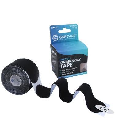 Pre-Cut I Kinesiology Tape Elastic Sports Tape Used to Prevent Muscle Damage Protect Joints and Relieve Muscle Pain 20 Pieces of Pre-Sliced 5cm*5m Medical Tape.(Black) Black Pre-Cut I