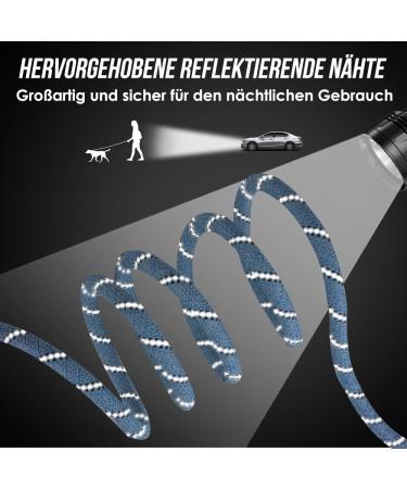 Eyien 3m Dog Leash for Medium to Large Dogs | 8-in-1 Reflective Double Leash with Adjustable Buckles | Freehand Linen | Supports Dogs Below 100kg - Blue - Buy Online on GoSupps.com