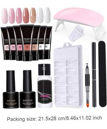 Nail Extension Gel Set Gel Polish Starter Kit with UV Lamp Nail File Clip FOR Home Salon Nail Glue - Buy Online on GoSupps.com