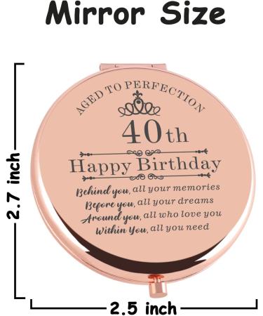 Rose Gold Compact Makeup Mirror - 40th Birthday Gift for Women | Ideal Present for Wife, Mom, Aunt, Sister | Turning 40 Celebration - Buy Online on GoSupps.com