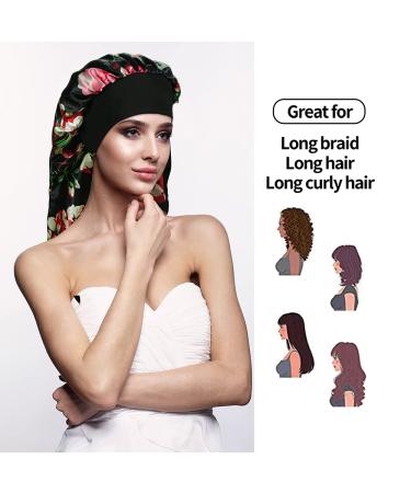 4 PCS Satin Sleep Caps for Long Hair - Extra Large Solid & Floral Bonnets for Women - Buy Online on GoSupps.com