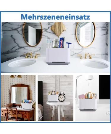 Fosoloni Toothbrush Holder - 4 Compartments & 2 Storage Slots | Family Toothbrush Organizer & Razor Holder - Buy Online on GoSupps.com