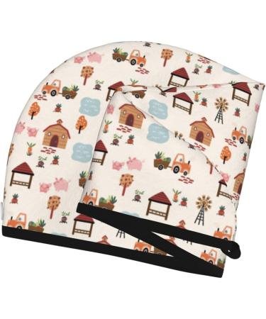 Cartoon Village Map Hair Towel - Super Absorbent Microfiber Wrap for All Hair Types | Quick Dry Coral Velvet for Women - Buy Online on GoSupps.com