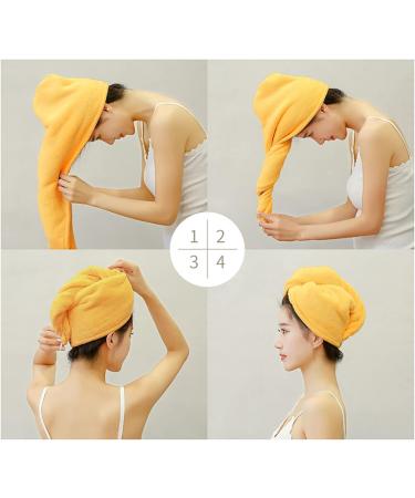 Ultra-Absorbent Microfiber Hair Towel Turban for Curly & Thick Hair Fast Drying & Frizz Control (Yellow) - Buy Online on GoSupps.com