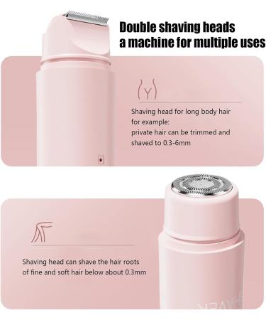 Womens Electric Shaver Bikini Trimmer with Double Heads Hair Removal with Ergonomic Design for Body Eyebrows Face Intimate Zones Ears Legs Pink - Buy Online on GoSupps.com