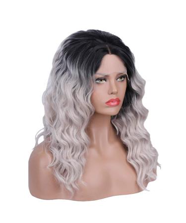 Buy SHIYID Heat Resistant Synthetic Lace Front Wig - Black Roots Loose Wave Middle Part Wig | International Shipping Available - Buy Online on GoSupps.com