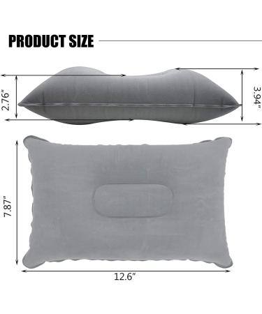 JAKENHAM 2Pack Ultralight A4 Size Inflatable Travel Pillow - Small Squared Flocked Fabric Air Pillow for Traveling, Holiday Trip, Hiking, Camping - Gray - Buy Online on GoSupps.com