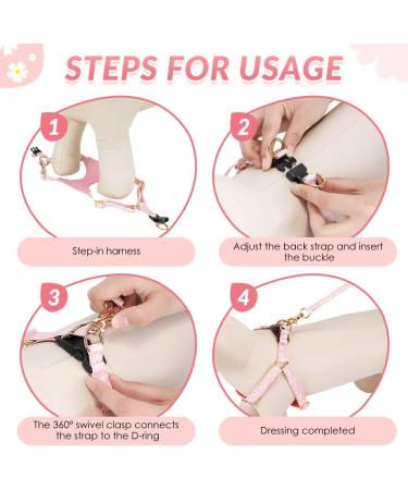 SlowTon Puppy Harness and Leash Set - Adjustable Lightweight Soft Dog Harness for Walking Training - XS Floral Pink - Buy Online on GoSupps.com