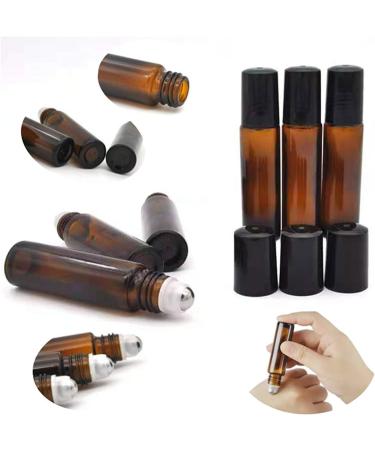 HINNASWA Essential Oil Roller Bottles - Refillable Glass Bottles with Stainless Steel Balls (Amber/Blue) - Buy Online on GoSupps.com