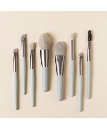 TOHERVIE 8pcs Travel Makeup Brush Set with Bag | Mini Cosmetic Brushes for Face, Eyes & Blush | Wooden Handle Synthetic Bristles | Light Green - Buy Online on GoSupps.com