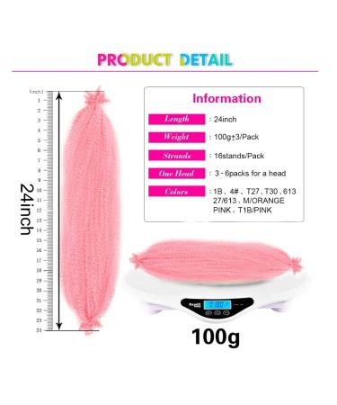 24 Inch Soft Spring Afro Twist Hair 3 Packs Pre-Separated Long Spring Twist for Distressed Butterfly Locs Marley Twist Afro Crochet Braids - Pink (24 inch) - Buy Online on GoSupps.com