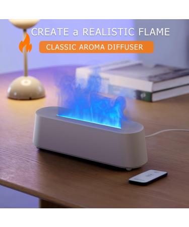 Airmpa 250ml Aroma Diffuser with Flame Effect - 7 Color LED Light Essential Oils Humidifier for Bedroom Office & Yoga (White) - Buy Online on GoSupps.com