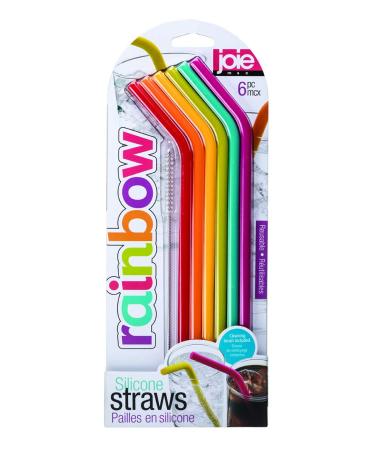 MSC International 12711 12711Joie Silicone Straws with Cleaning Brush, Set of 6, Regular, Colors may vary
