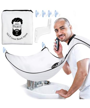 Beard bib for Man Shaving Tool Hair Clippings Beard Trimming Bib Non-Stick Beard Apron Hair Catcher Cloth Father's Day gift for Dad Boyfreind Husband White