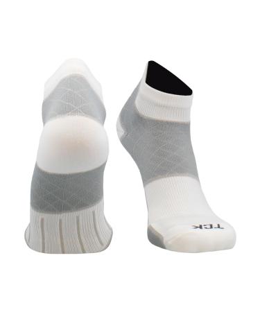 TCK Plantar Fasciitis Relief Socks with Targeted Compression for Women and Men Low Cut 20-30 mmHg Compression Medium White