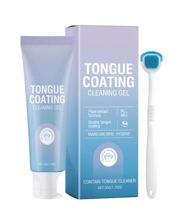 Yuecjian Tongue Cleaner for Adults Mouth Gel Tongue Gel with Scraper Ergonomic Repair Kit Oral Care for Gums Breath Teeth Daily at Home or Travel
