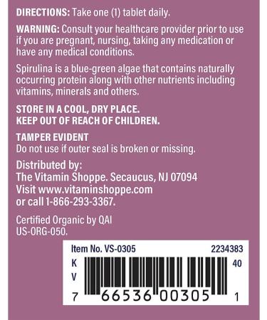 Double Strength Organic Spirulina a" Blue-Green Microalgae Superfood a" 1 000 MG (120 Tablets) - Buy Online on GoSupps.com