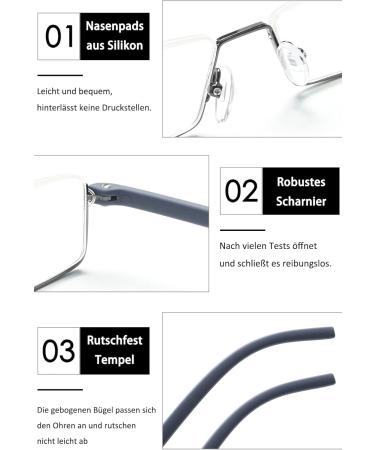 Koosufa Anti-Blue Light Semi-Frame Reading Glasses for Men - Ultra Light TR90 Metal Frame Reading Aid - Buy Online on GoSupps.com