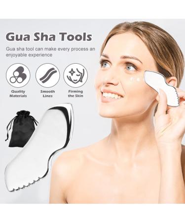 Premium Stainless Steel Gua Sha Facial Tool | Portable Skin Tightening & Massage | Upgrade Your Beauty Routine - Buy Online on GoSupps.com