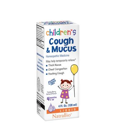 NatraBio Children's Cough & Mucus Alcohol Free Yummy Berry Natural Flavor 4 Months and Up 4 fl oz (120 ml)