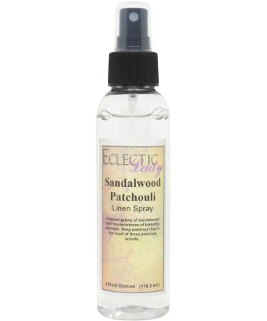 Sandalwood Patchouli Linen Spray 2 ounces - Eclectic Lady Sheet and Linen Spray - No Artificial Colors Parabens or Preservatives - Long-Lasting Scent for Bed Fabric & Pillow Sandalwood Patchouli 2 Fl Oz (Pack of 1)