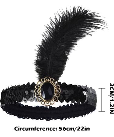 JUSTUSNX Gatsby Sequin Feather Crystal Headband 1920s Flapper Feather Headband Rhinestone Flapper Headpiece Party Supplies for Women and Girls - Buy Online on GoSupps.com