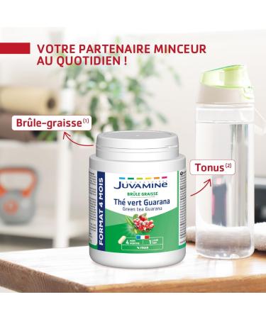 JUVAMINE - Fat Burner - Guarana Green Tea - Slimming and toning action - Food supplement - MAXI FORMAT - 120 Capsules - Made in France - Buy Online on GoSupps.com