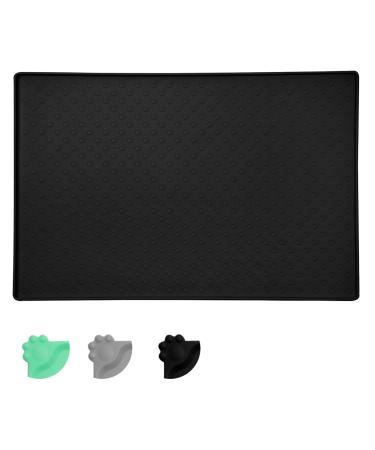 Moacc feed mats for dogs cats food base underlay silicone feed mats slipproof and waterproof for dog cat black paw pattern 47x30cm small black paw pattern