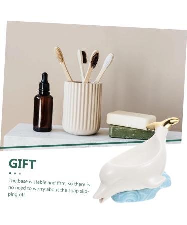 STOBAZA Dolphin Soap Dish Soapdish Soap Stand Soap Storage Rack Home Decor Bar Soap Holder Light House Decorations for Home Shower Soap Bath Sponges for Shower White Ceramics Box Animal White 22X14.5X10.5CM - Buy Online on GoSupps.com