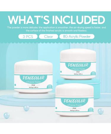 3 Pcs Clear Acrylic Powder 8g Professional Acrylic Nail Powder for Acrylic Nail Extension Long-Lasting No Need Lamp 3 Pcs Acrylic Powder Clear - Buy Online on GoSupps.com