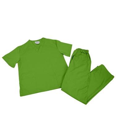 M&M SCRUBS Men Scrub Set Medical Scrub Top and Pants Small Lime Green
