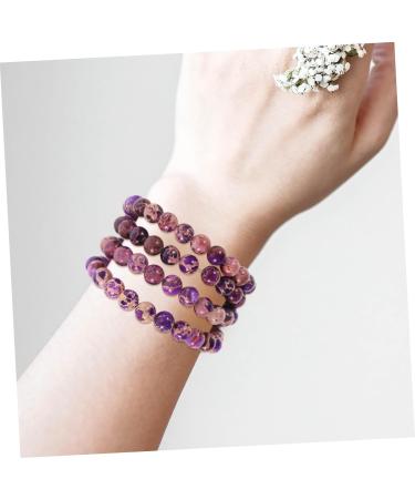 COHEALI 2pcs Beads Stone Beaded Bracelet Beaded Necklace Bead Bracelet Beaded Decor Beaded Jewelry Stone Jewelry Purple 0.80X0.80X0.80CM - Buy Online on GoSupps.com