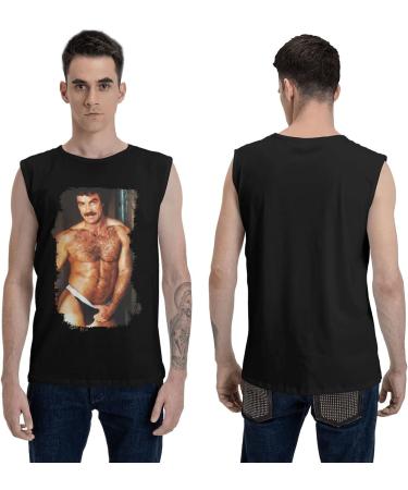 Tom Selleck Tank Top - Men's Round Neck Sleeveless Fitness Vest - X-Large - Buy Online on GoSupps.com